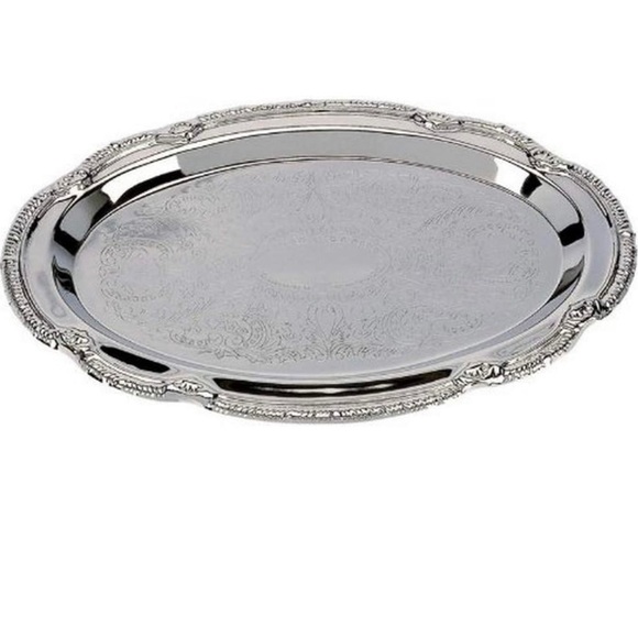 NWT SterlingCraft oval etched serving tray - Picture 5 of 9